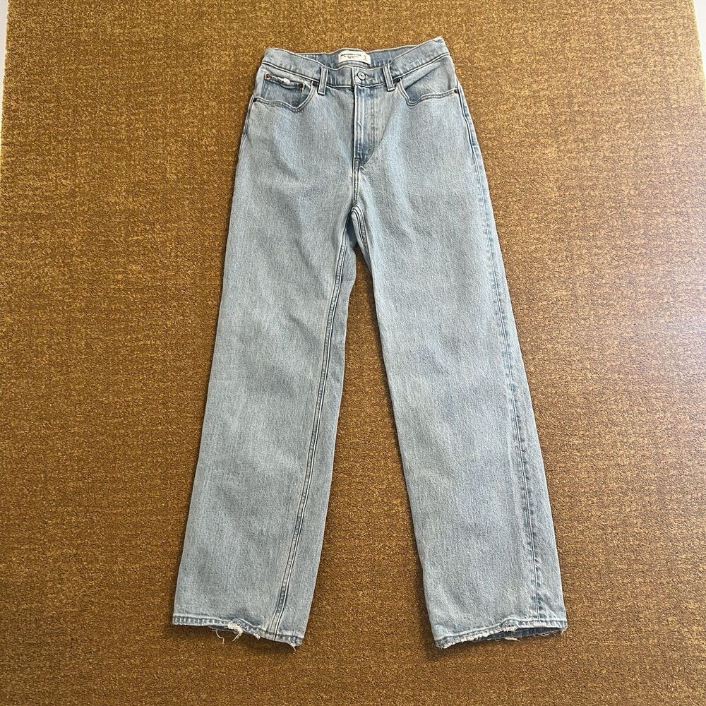 Abercrombie & Fitch 90s Relaxed Jeans Womens 27 4R High Rise Distressed Hem